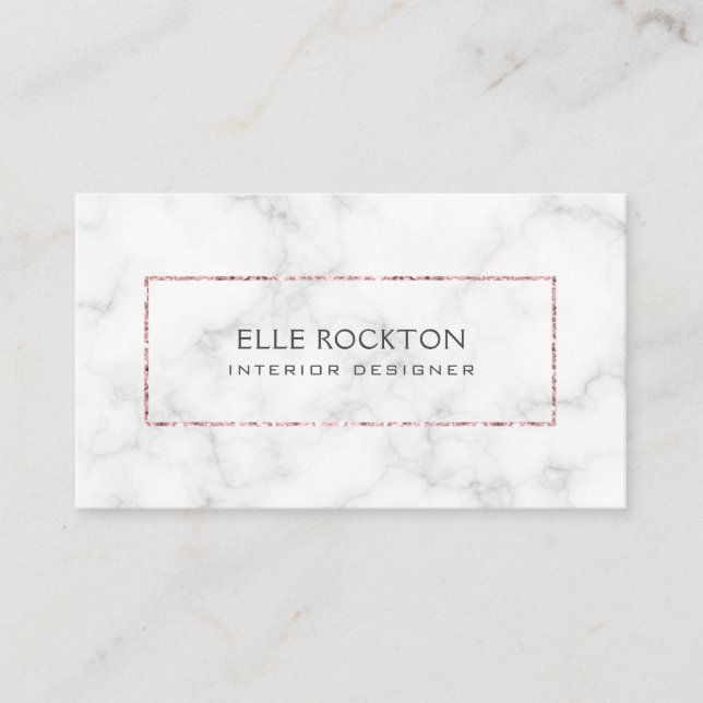 Luxe Marble Luxury Rose Gold Designer Business Card (Front)