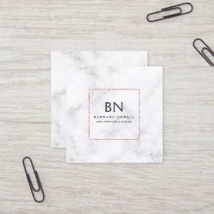 Luxe Marble Luxury Rose Gold Designer Square Business Card