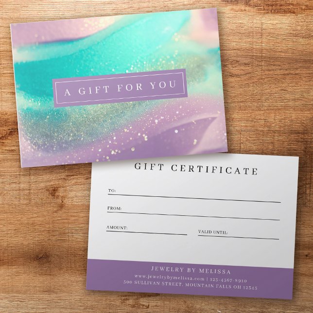 Luxe Marble Pink Teal Business Gift Certificate (Creator Uploaded)