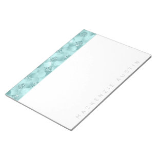 Luxe Mermaid Scales Aqua Mint Teal Monogram Notepad