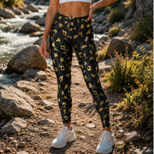 Luxe Metallic Gold and Black Leopard Print Leggings