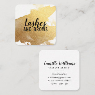 LUXE MINIMALIST glam faux gold foil splash black Square Business Card