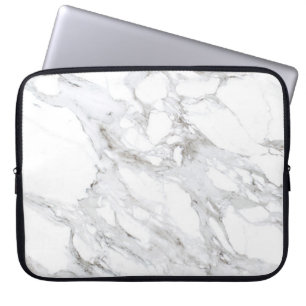 Luxe Minimalist White Marble Laptop Sleeve