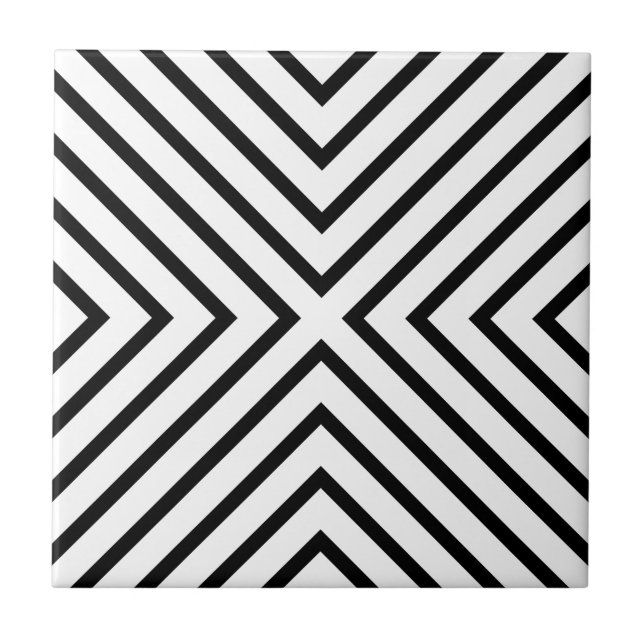 Luxe Mod Black and White Pattern Ceramic Tile (Front)