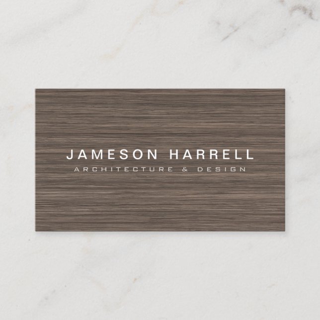 Luxe Modern Brown Wood Background Business Card (Front)