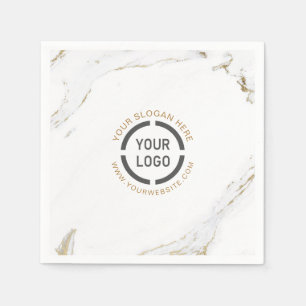 Luxe modern faux gold marble company logo napkin
