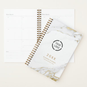 Luxe modern faux gold marble company logo planner