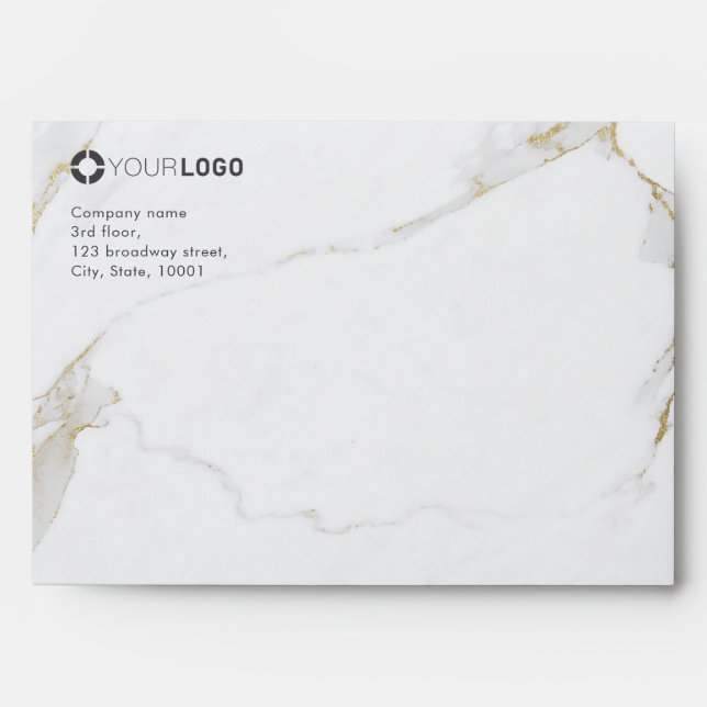 Luxe modern gold marble company logo envelope (Front)