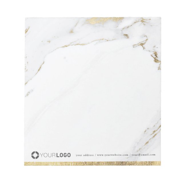 Luxe modern gold marble personalised Stationery Notepad (Front)