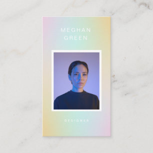 Luxe modern photo gradient lime Business Card
