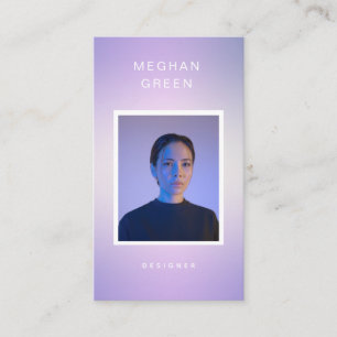 Luxe modern photo gradient purple Business Card