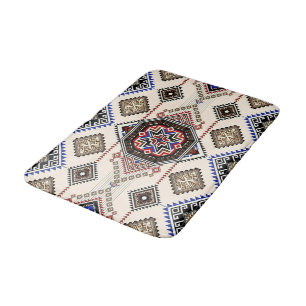 Luxe Monochrome and Ochre Tribal Medallion Bath Mat