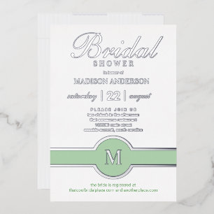 Luxe Monogram Chic Bridal Shower Green Silver