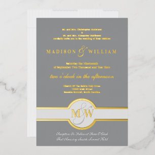 Luxe Monogram Modern Wedding Grey And Gold