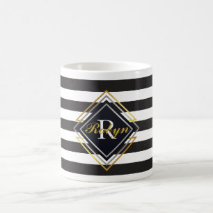 Luxe Monogram Stripes Coffee Mug