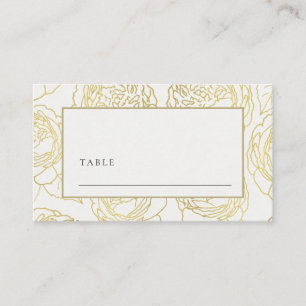 LUXE NAVY GOLD KRAFT ELEGANT ROSE FLORAL WEDDING PLACE CARD