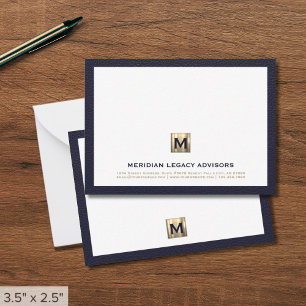 Luxe Navy Gold Law Firm Note Card