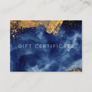Luxe Navy Gold Watercolor Gift Certificate Card