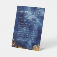 Luxe Navy Gold Watercolor Service Menu Price List