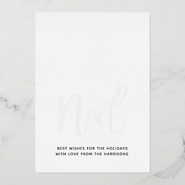 Luxe Noel Black & White Real Foil Holiday Card (Front)