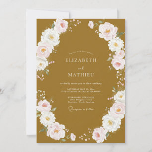 Luxe Ochre Painted Bloom Wedding Invitation