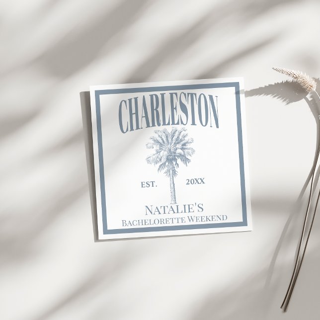 Luxe Palm Trees Charleston Coastal Bachelorette Napkin (Creator Uploaded)