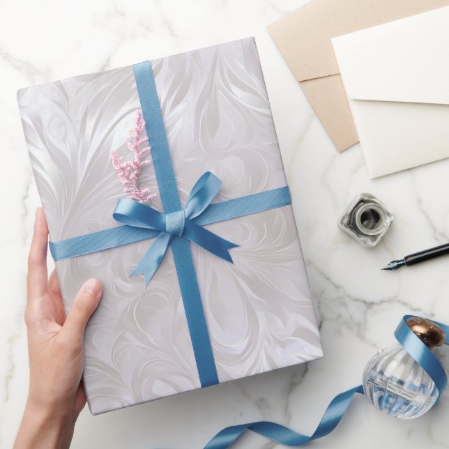 Luxe Pearl Silver Shine Frost Abstract Pattern Wrapping Paper (Gifting)