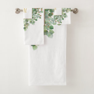 LUXE PERSONALISED EUCALYPTUS GOLD BATH TOWEL SET