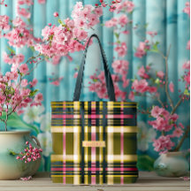 Luxe Personalised Olive Green, Gold & Pink Plaid