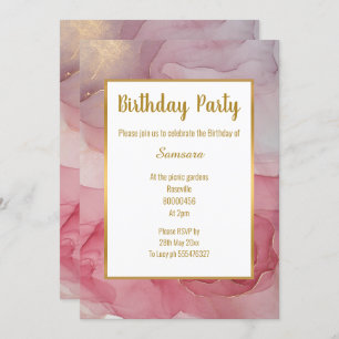 LUXE PINK BLUSH MARBLE ROSE BIRTHDAY INVITATION