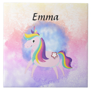 luxe pink my baby unicorn ceramic tile