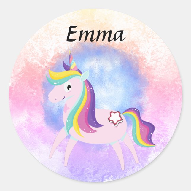 luxe pink my baby unicorn classic round sticker (Front)