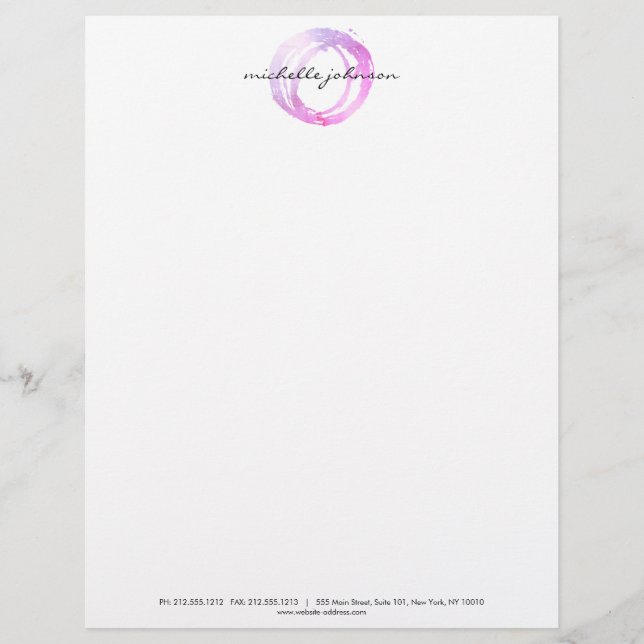 Luxe Pink Painted Circle Designer Logo Custom Letterhead (Front)