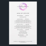 Luxe Pink Painted Circle Designer Logo Flyer<br><div class="desc">An organic painted circle in pink and purple hues becomes a luxe logo on this customisable flyer template with the addition of your name or business name in a chic type treatment. Use these flyers for price lists, service menus, promotional marketing pieces and more. All text is fully customisable, and...</div>