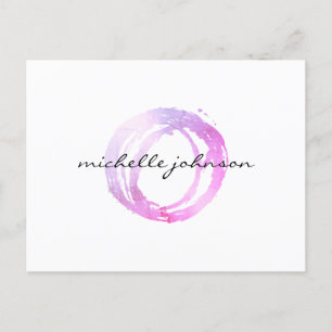 Luxe Pink Painted Circle Designer Logo Postcard
