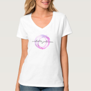 Luxe Pink Painted Circle Designer Logo T-Shirt