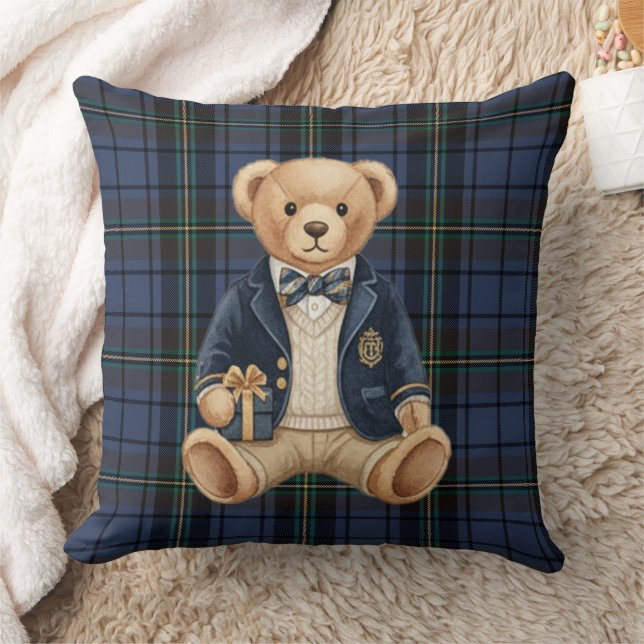 Luxe Preppy Plaid Teddy Bear Cushion (Blanket)