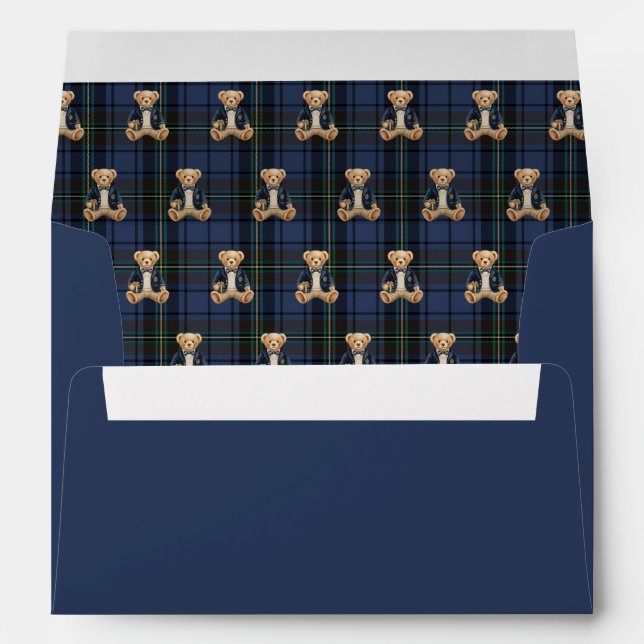 Luxe Preppy Plaid Teddy Bear Envelope (Back (Bottom))