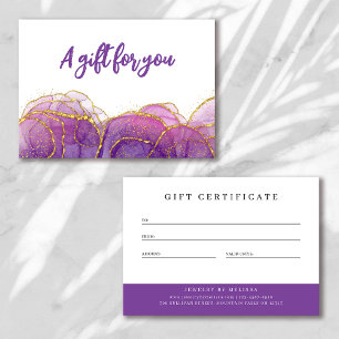 Luxe Purple Gold Business Gift Certificate