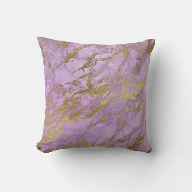 LUXE PURPLE LILAC GOLD MARBLE INSPIRED CUSHION (Front)