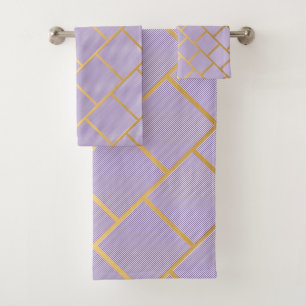 LUXE PURPLE STRIPE ABSTRACT BATHROOM TOWEL SET