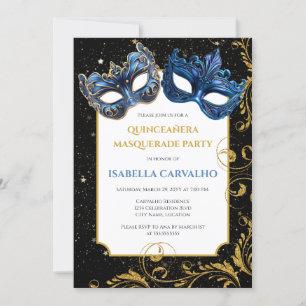 Luxe Quinceañera Masquerade Party Invitation