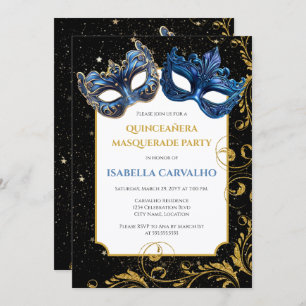 Luxe Quinceañera Masquerade Party Invitation