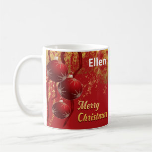 Luxe red and gold Christmas Ornaments Coffee Mug