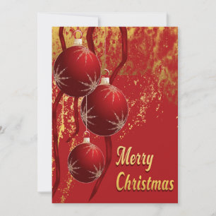 Luxe red and gold Christmas Ornaments  Holiday Card