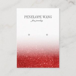 Luxe Red Glitter Ombre Jewellery Earring display Business Card