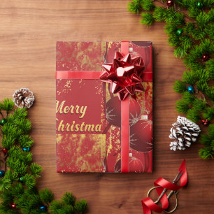 Luxe Red & Gold Merry Christmas Wrapping Paper