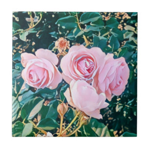 luxe romantic flowers botanical wallpaper ceramic tile