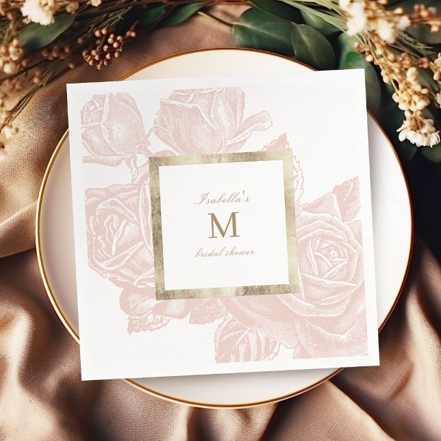 Luxe rose blush gold vintage bridal shower napkin (Luxe rose blush gold vintage bridal shower napkins)