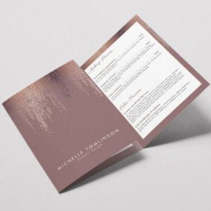 Luxe Rose Gold Confetti Rain Pattern Brochure